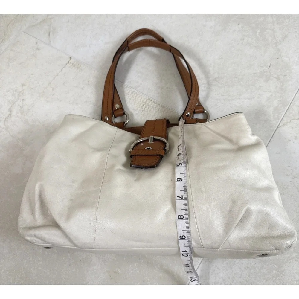 Coach Soho Shoulder Bag East West Cream Leather Y2K Carry All Tote F19248 *READ